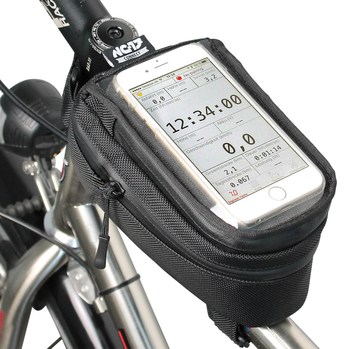 NC-17 Connect Smartphone Tasche für Oberrohr, Klettverschluss schwarz uni