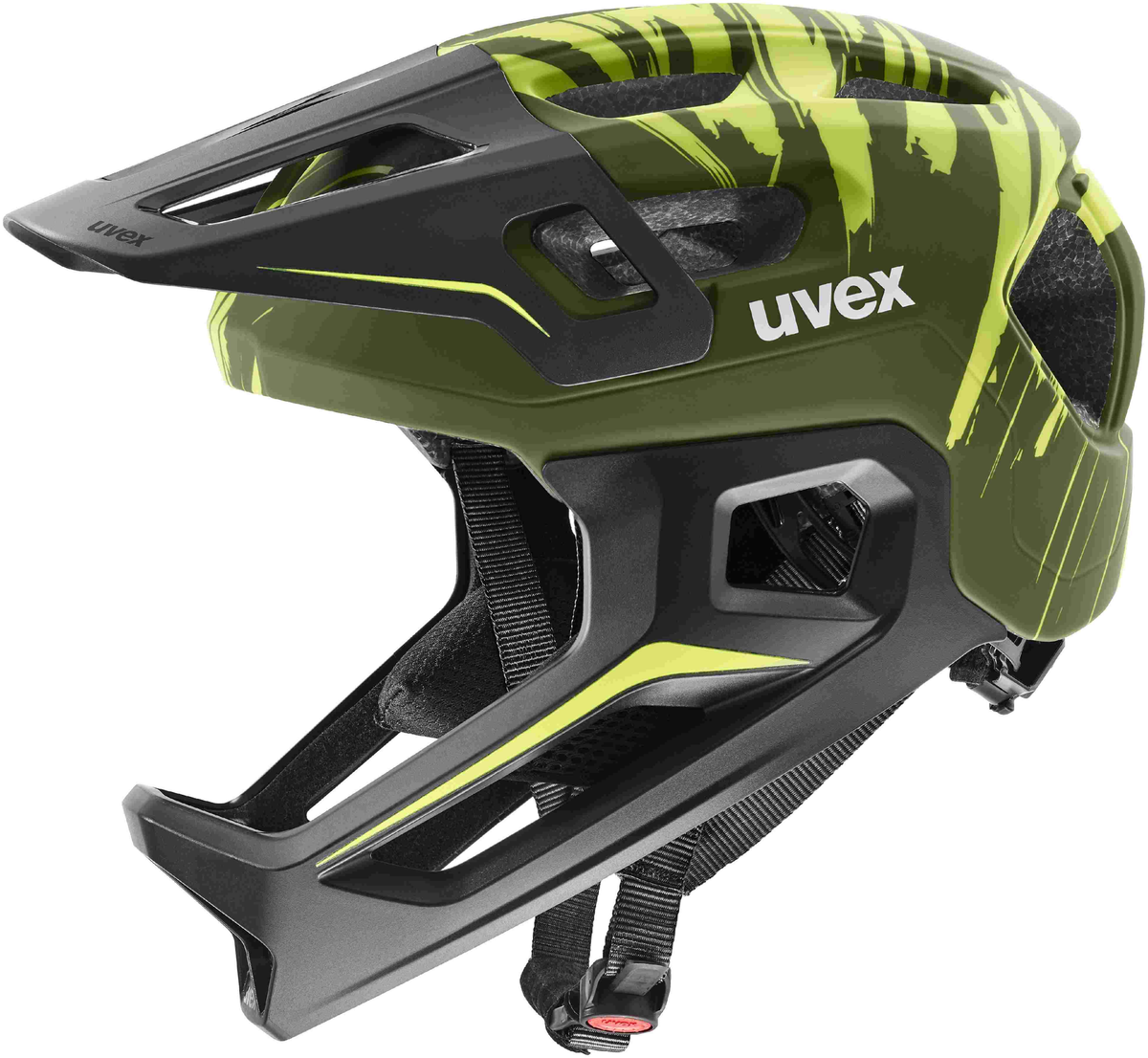uvex React Jr. Fullface Kinderhelm Dark Olive Matt