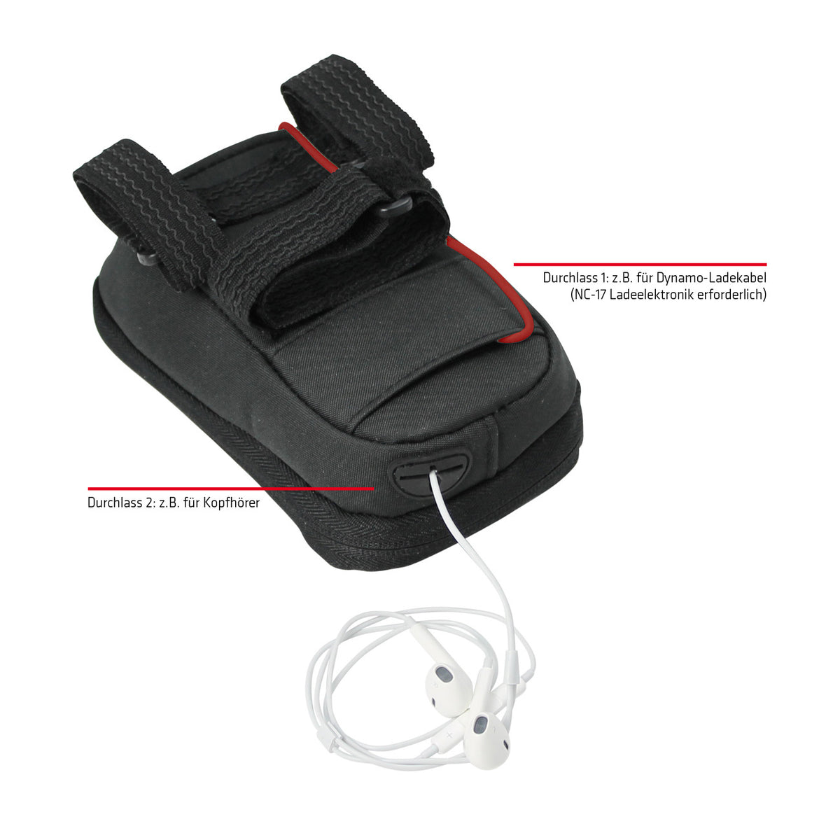 NC-17 Connect Smartphone Tasche für Vorbau, Klettverschluss schwarz uni