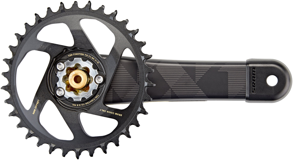 SRAM XX1 Eagle 148 DUB Kurbelgarnitur DM 34 Zähne 12-fach Boost schwarz/gold